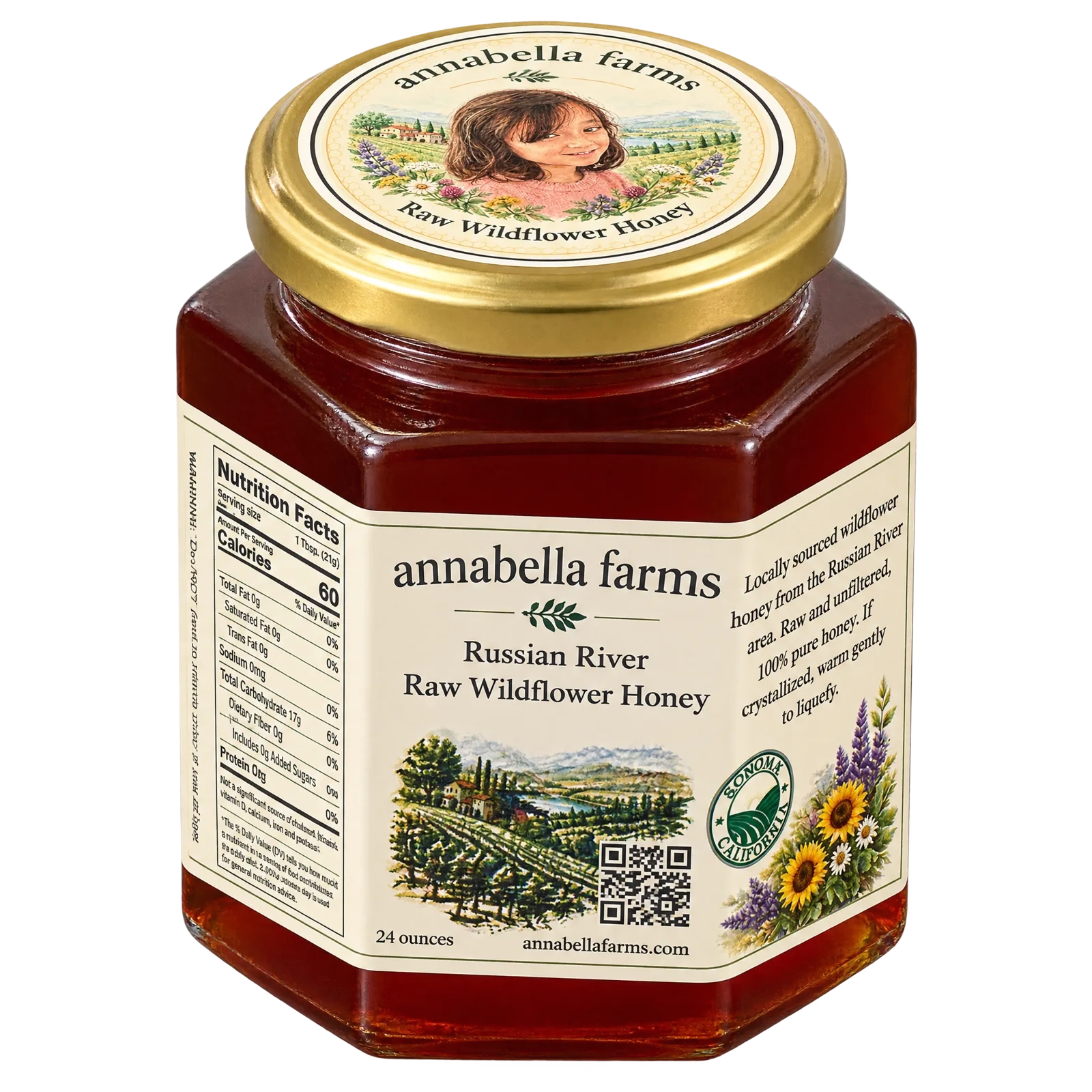 24 oz Raw Wildflower Honey